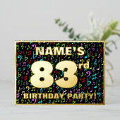 83e verjaardag — Fun, Colorful Music Symbols Folie Uitnodiging (Staand Voorkant)