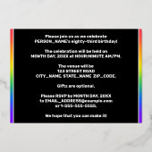 83e verjaardag — Fun, Colorful Music Symbols Folie Uitnodiging (Achterkant)