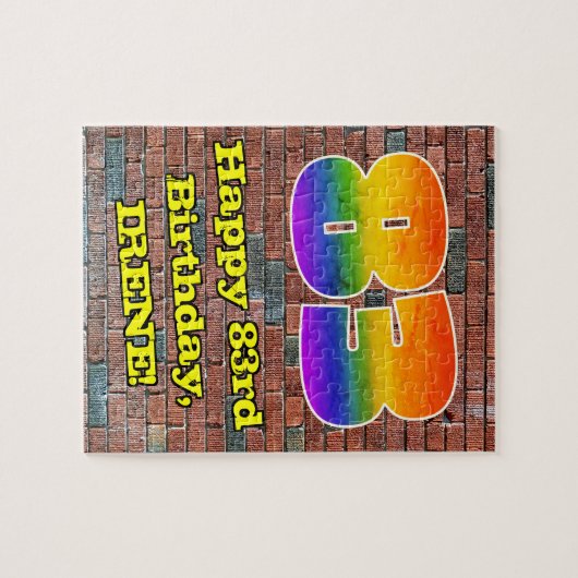83e verjaardag: Fun Graffiti-geïnspireerde regenbo Legpuzzel (Horizontaal)