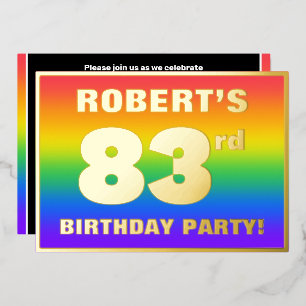 83e verjaardag: Fun, kleurrijk regenboogpatroon Folie Uitnodiging
