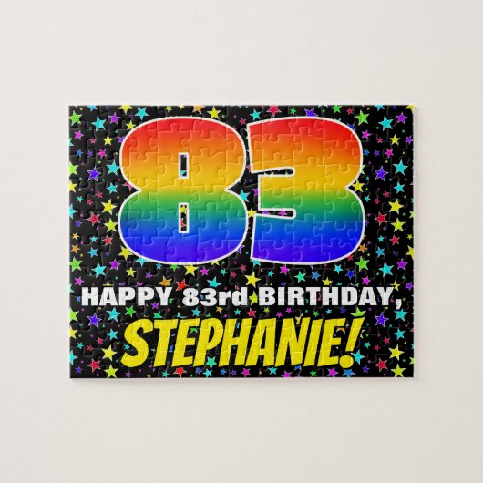 83e verjaardag — Fun, kleurrijk Star Field Pattern Legpuzzel (Horizontaal)