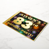 83e verjaardag — Fun, kleurrijke Fireworks-look Folie Uitnodiging (Gedraaid)