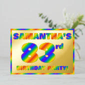 83e verjaardag - Fun, regenboogspectrum "83" Folie Uitnodiging (Staand Voorkant)