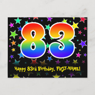 83e Verjaardag: Fun Stars Patroon, Regenboog 83, N Briefkaart