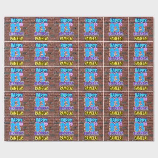 83e verjaardag: Fun, Urban Graffiti geïnspireerd K Cadeaupapier (Vlak)