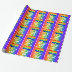 83e verjaardag: kleurrijk, vun regenboogpatroon #  cadeaupapier