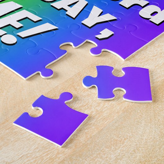 83e verjaardag: kleurrijk, vun regenboogpatroon #  legpuzzel (Zijkant)