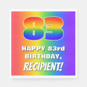 83e verjaardag: kleurrijk, vun regenboogpatroon #  servet (Voorkant)