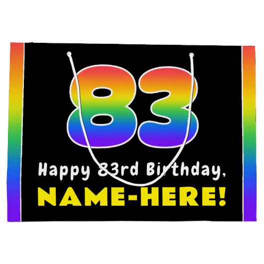 83e verjaardag: kleurrijke regenboog # 83, Naam va Groot Cadeauzakje (Achterkant)