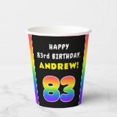 83e verjaardag: kleurrijke regenboog # 83, Naam va Papieren Bekers (Achterkant)