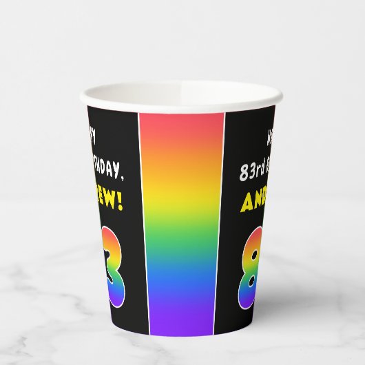 83e verjaardag: kleurrijke regenboog # 83, Naam va Papieren Bekers (Links)