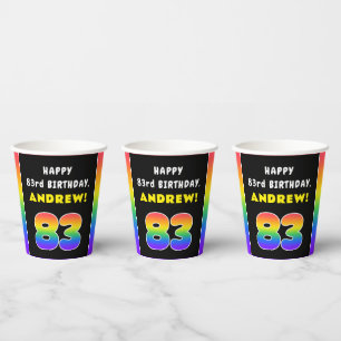 83e verjaardag: kleurrijke regenboog # 83, Naam va Papieren Bekers