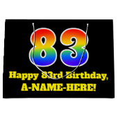83e verjaardag ~ Leuk, Kleurrijk, Levendig, Regenb Groot Cadeauzakje (Voorkant)