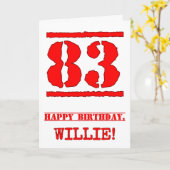 83e verjaardag: Leuk, Rood Rubber Stamp geïnspiree Kaart (Gele Bloem)