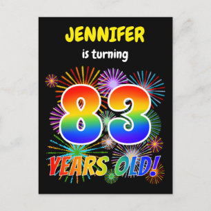 83e verjaardag - Leuk vuurwerk, Rainbow Look "83" Briefkaart