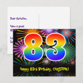 83e verjaardag – Leuke vuurwerkpatroon + Regenboog Briefkaart (Voorkant / Achterkant)
