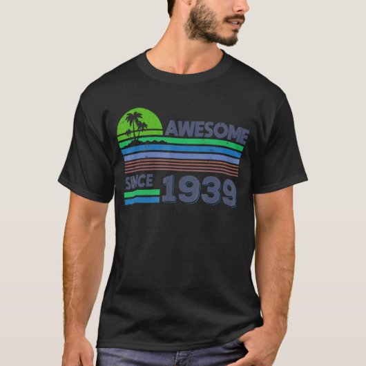 83e verjaardag Mannen Vrouwen Geweldige sinds 1939 T-shirt (Voorkant)