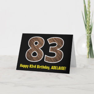 83e verjaardag: naam + nep houtstructuurpatroon "8 kaart