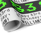 83e verjaardag - Nerdy / Geeky Style "83" en naam Cadeaupapier (Rol Hoek)