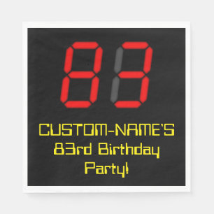 83e verjaardag: Red Digital Clock Style "83" + naa Servet