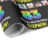 83e verjaardag: Regenboog "83"; Aangepaste foto's  Cadeaupapier (Rol Hoek)