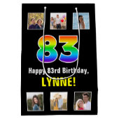 83e verjaardag: Regenboog "83", aangepaste foto's  Medium Cadeauzakje (Achterkant)