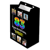 83e verjaardag: Regenboog "83", aangepaste foto's  Medium Cadeauzakje (Achterkant Gekanteld)
