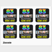 83e verjaardag: Regenboog "83"; Aangepaste foto's  Vierkante Sticker (Vel)