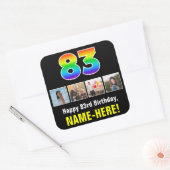 83e verjaardag: Regenboog "83"; Aangepaste foto's  Vierkante Sticker (Envelop)