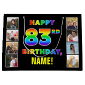 83e verjaardag: Regenboogtekst, aangepaste foto's Groot Cadeauzakje (Voorkant)