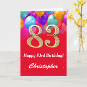 83e verjaardag Rode en goudkleurige ballonnen Kaart (Gele Bloem)