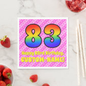 83e verjaardag: roze strips & harten, regenboognr. servet (Insitu)