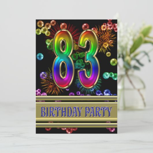 83e verjaardag Uitnodiging met bellen (Staand voorkant)