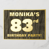 83e verjaardag: Vet, Faux Hood Grain Pattern Folie Uitnodiging (Voorkant)