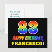 83e verjaardag: Vet, Vun, Eenvoudig, Regenboog 83 Briefkaart (Voorkant / Achterkant)