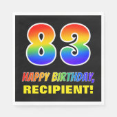 83e verjaardag: Vet, Vun, Eenvoudig, Regenboog 83 Servet (Voorkant)