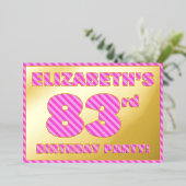 83e verjaardag — Vet, vuurtje, roze band # 83 Folie Uitnodiging (Staand Voorkant)