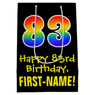 83e verjaardag: vun, vet, kleurrijk, regenboog "83 medium cadeauzakje