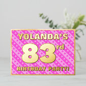 83e verjaardag — vuurroze harten en strips folie uitnodiging (Staand Voorkant)