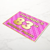 83e verjaardag — vuurroze harten en strips folie uitnodiging (Gedraaid)