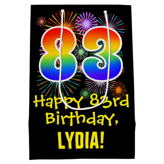 83e verjaardag: Vuurwapenpatroon van de vlinder +  Medium Cadeauzakje (Achterkant)