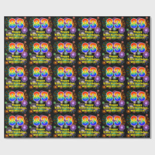 83e verjaardag: vuurwerk, regenboogblik # "83" cadeaupapier
