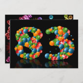83e verjaardagsfeest, met bubbels en ballen kaart (Voorkant / Achterkant)