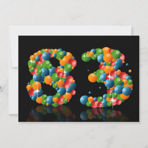 83e verjaardagsfeest, met bubbels en ballen kaart
