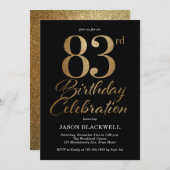 83e verjaardagsfeestje Zwart & Goud Kaart (Voorkant / Achterkant)