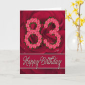 83e verjaardagskaart met rozen en bladeren kaart (Gele Bloem)