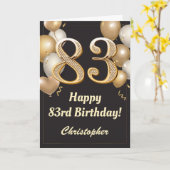 83rd Birthday Black en Gold Balloons Confetti Kaart (Gele Bloem)