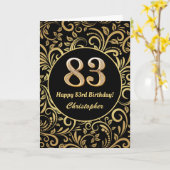 83rd Birthday Black en Gold Floral Pattern Kaart (Gele Bloem)