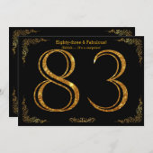 83rd Birthday party, Gatsby styl, zwarte goudglitt Kaart (Voorkant / Achterkant)