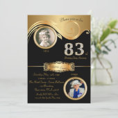 83rd, Birthday Woman 83rd, elegant art deco, zwart Kaart (Staand voorkant)